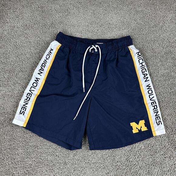 Michigan Wolverines Swim Trunks Mens Medium Navy NCAA College Mesh Liner G-III - Picture 11 of 12